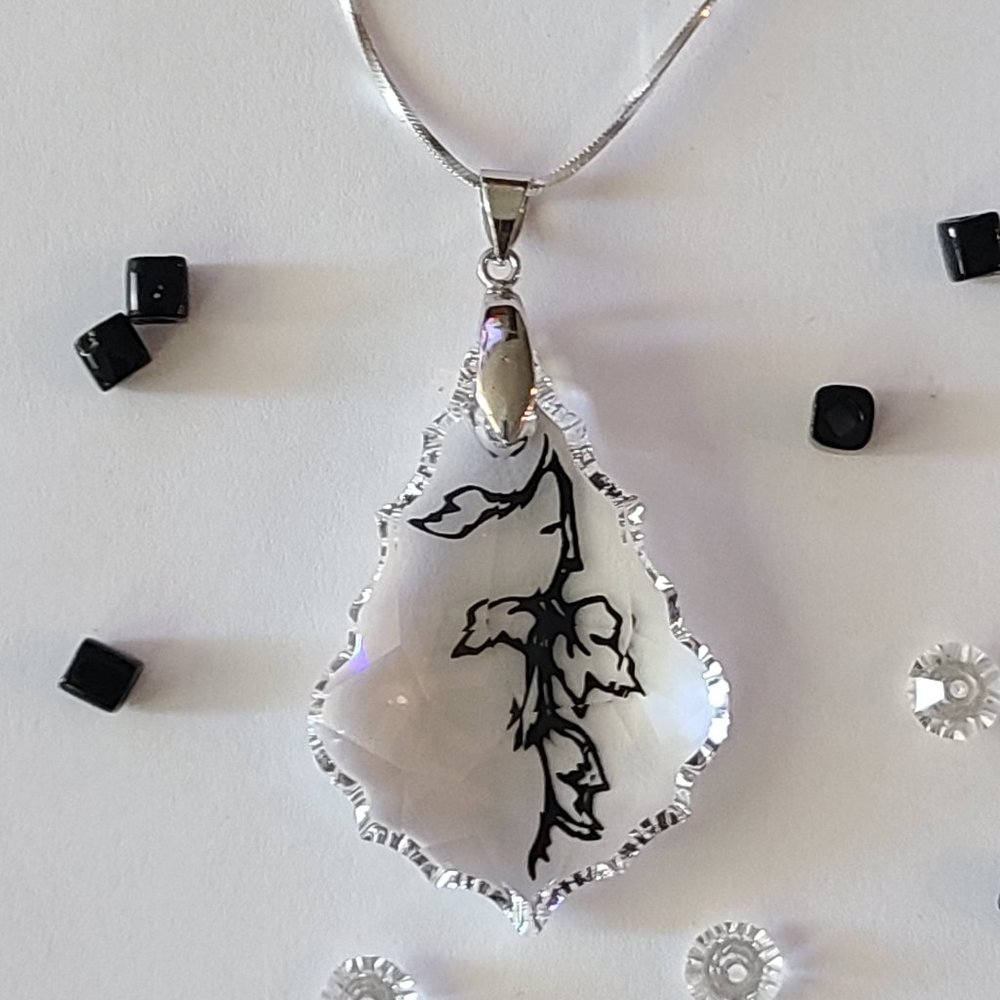 Swarovski® Crystal Etched Pendant on a Chain